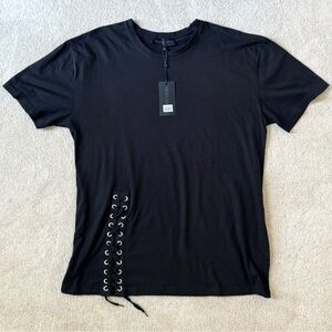 Kendall + Kylie Women’s Lace Up Oversized Shirt Dress - Black - Size Large - NWT